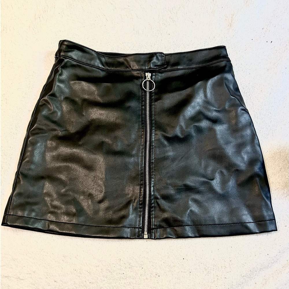 Black faux leather skirt